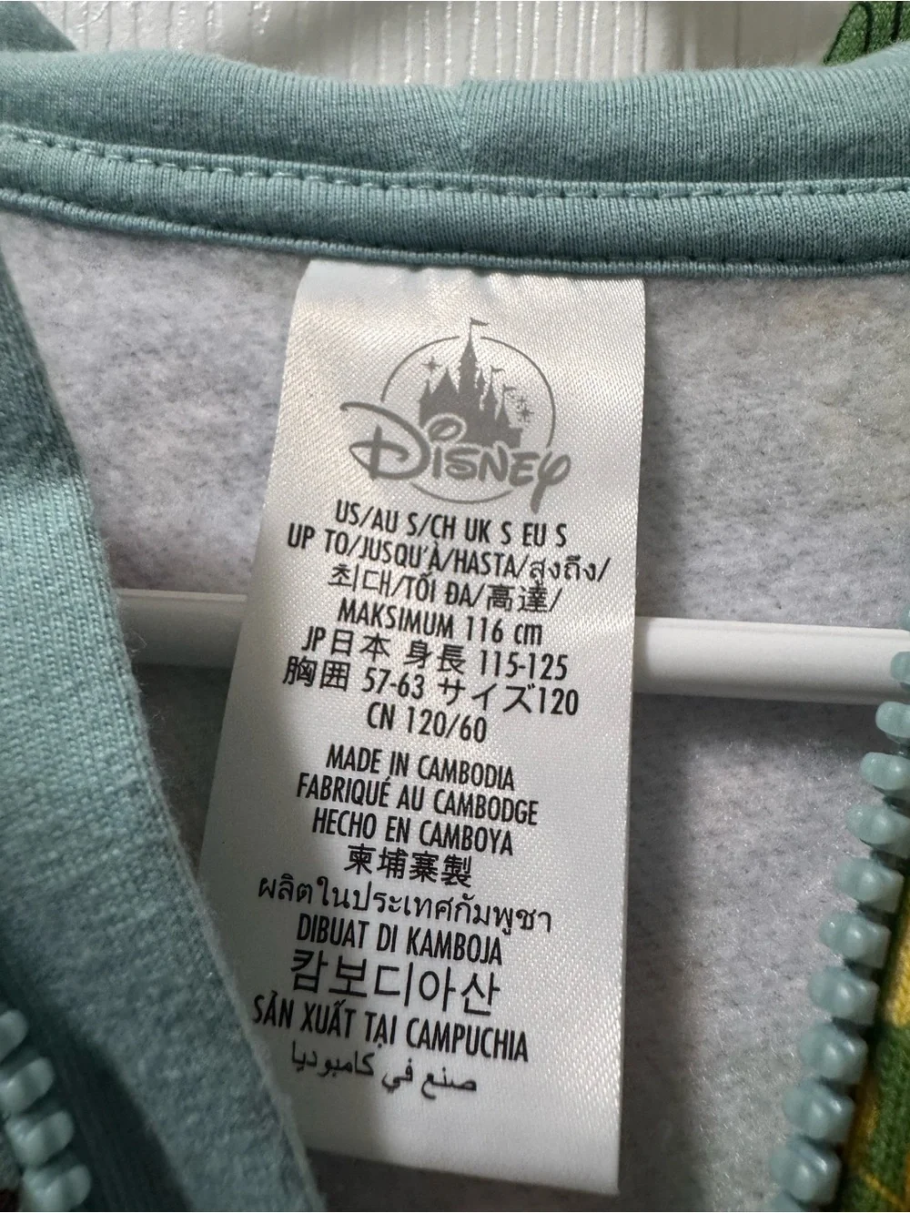 Disney Teal Zip Hoodie with Yellow Floral & Character Print